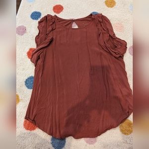 Rust color ruffle top